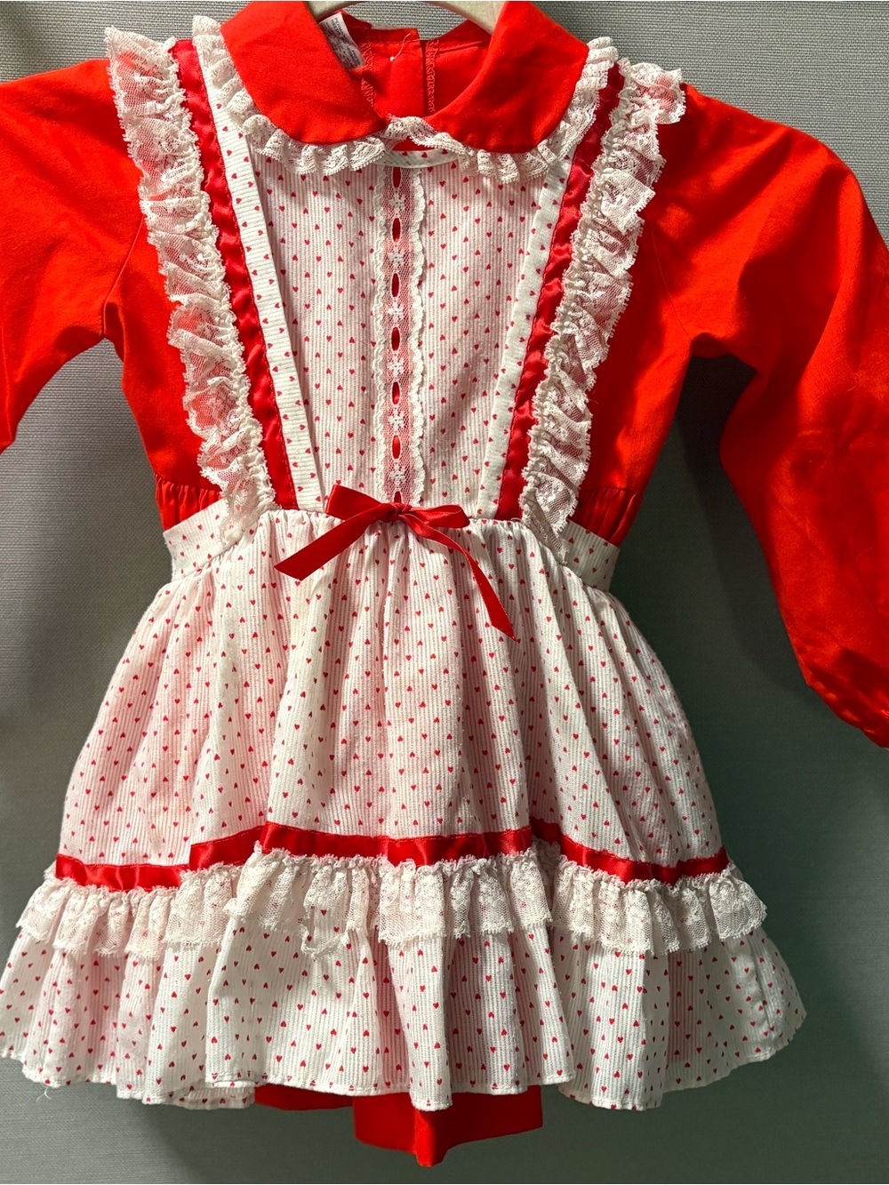 Mini World 3 Piece Red White Hearts Lace Toddler Dress 6904 Size 3T USA UTAH